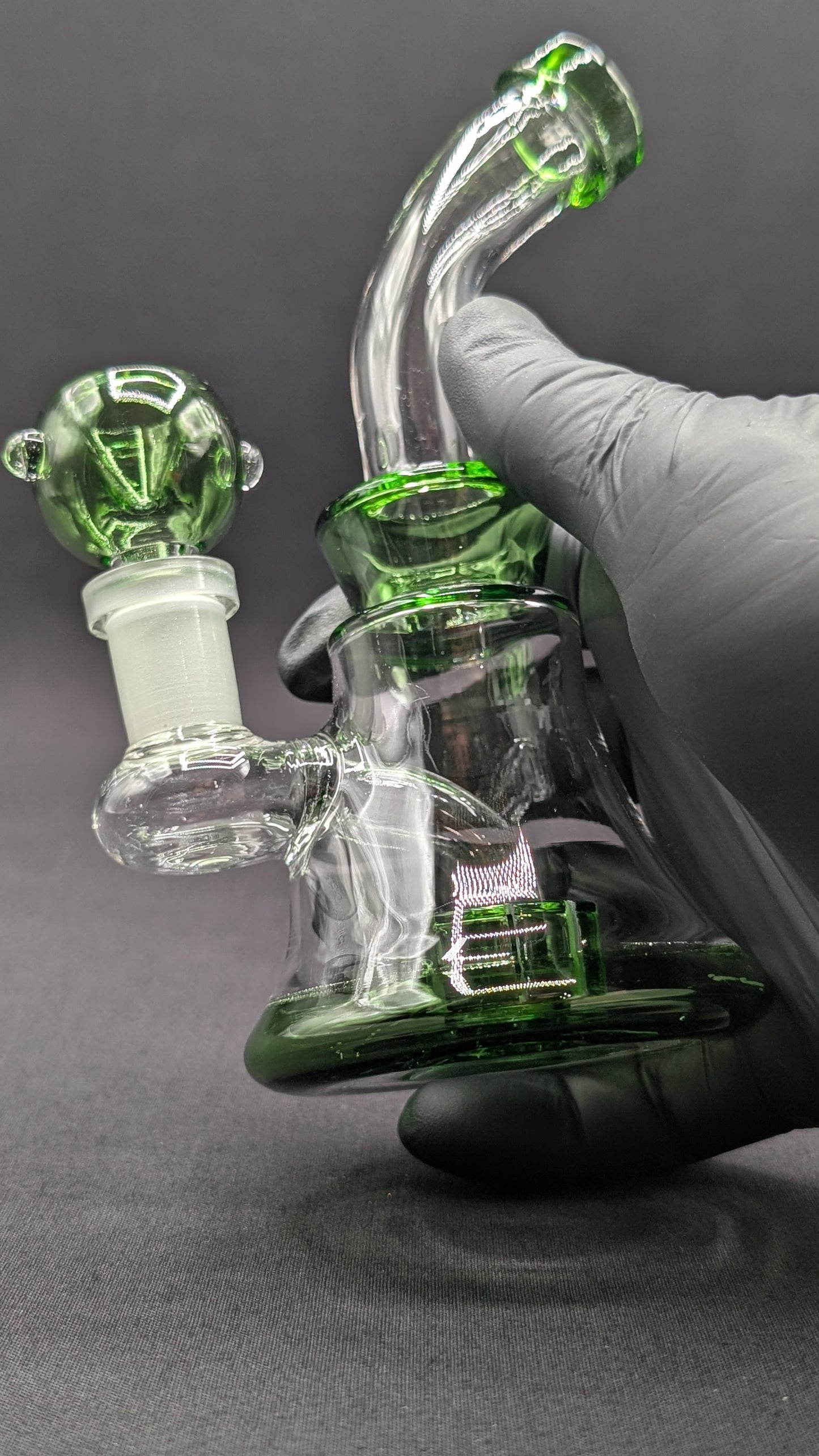 6" Glass Water Pipe Bong Bent Neck Perc Green