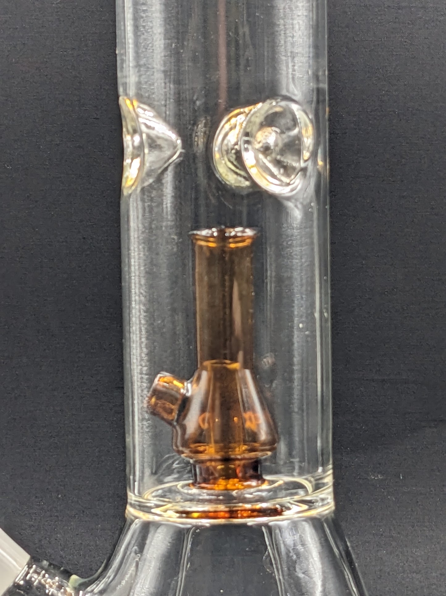 12" Glass Water Pipe Bong Its Beaker within a Beaker Amber