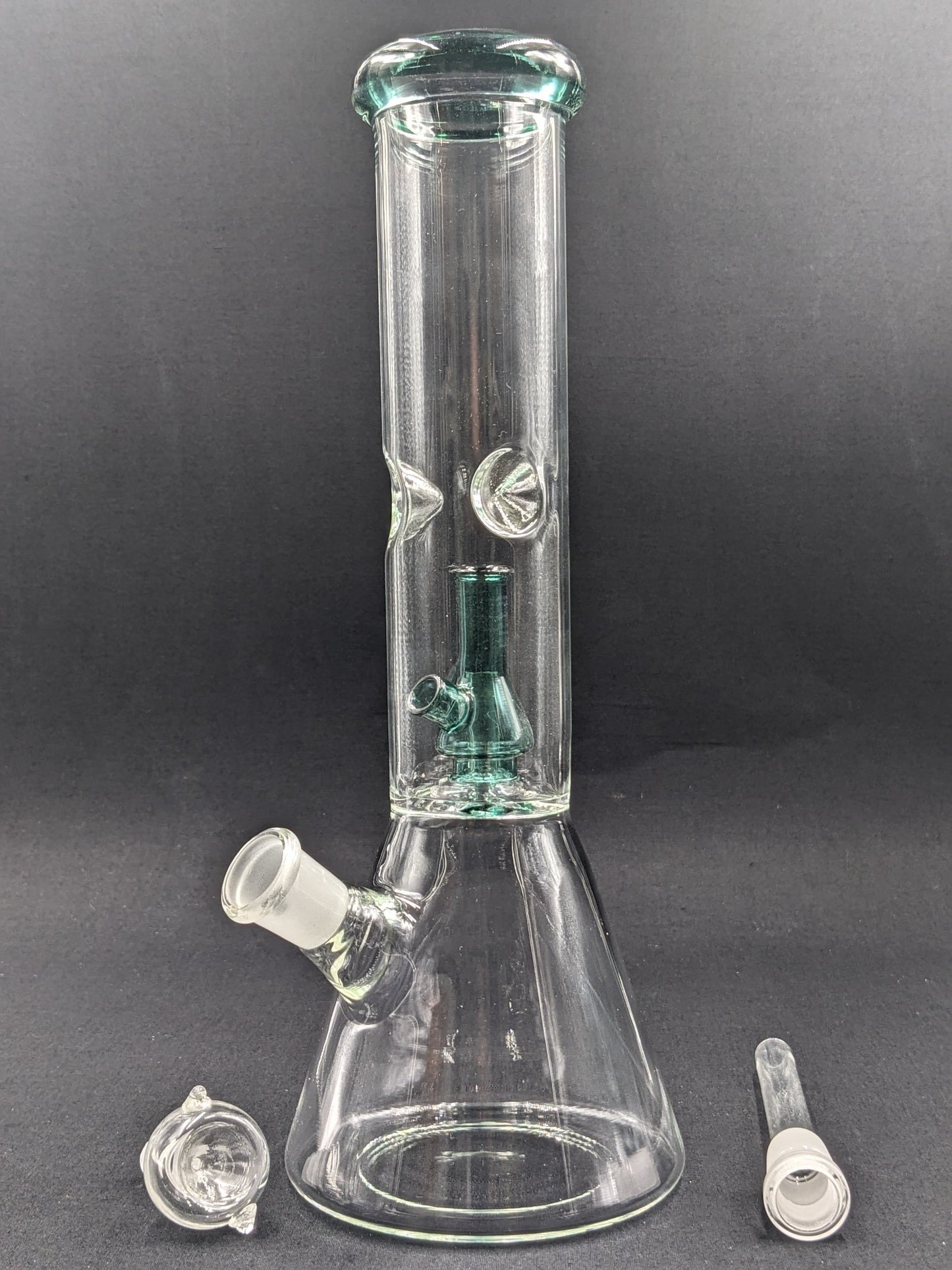 12" Glass Water Pipe Bong Its Beaker within a Beaker Green