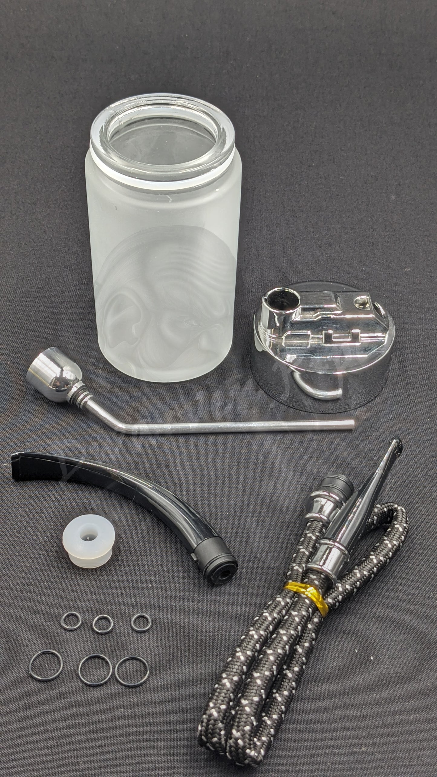 7.25" Water Pipe Bong w/ Multiple Adaptors Silver