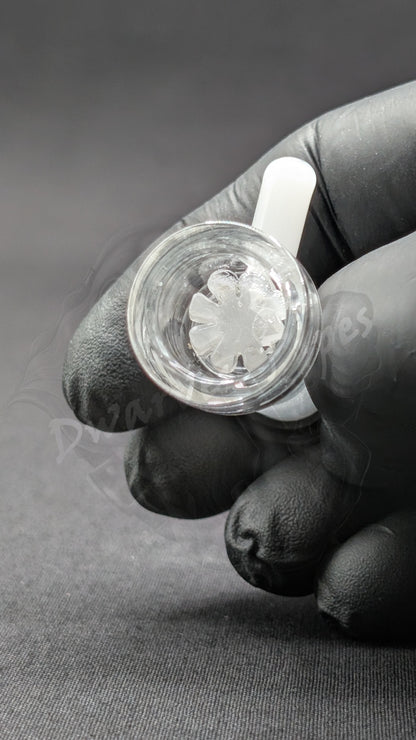 14mm Male Slide Bowl Glass Snowflake for Water Pipes - Snowflake Style White