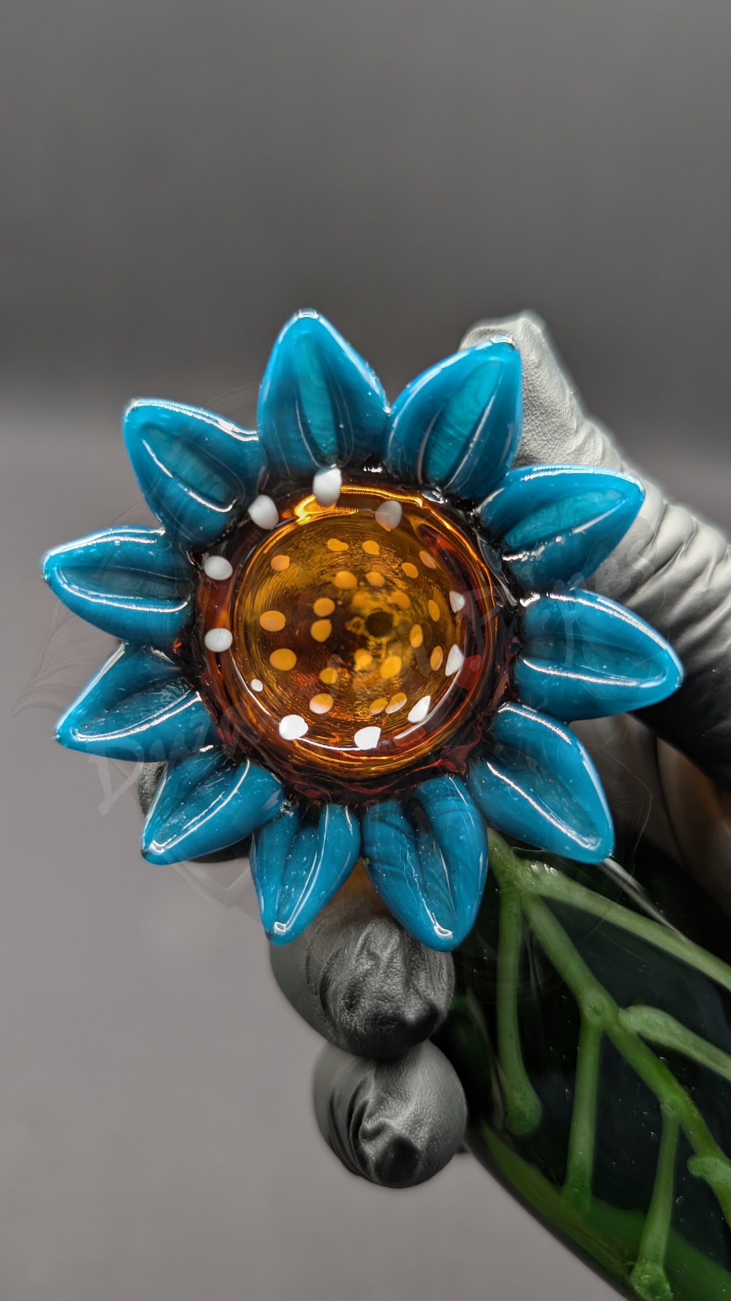 4.5" Glass Spoon Blue Flower
