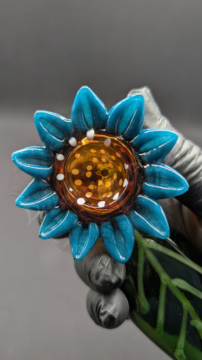 4.5" Glass Spoon Blue Flower