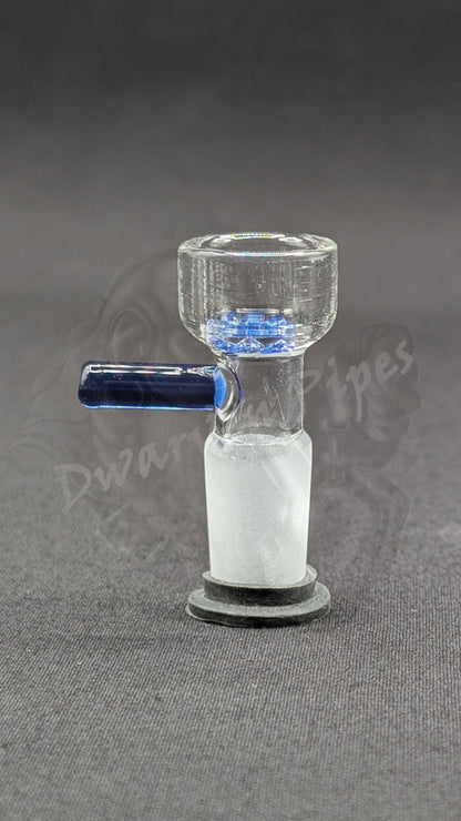 14mm Male Slide Bowl Glass Snowflake for Water Pipes - Snowflake Style Blue