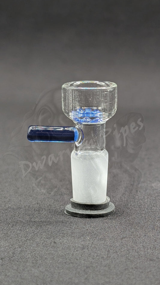 14mm Male Slide Bowl Glass Snowflake for Water Pipes - Snowflake Style Blue