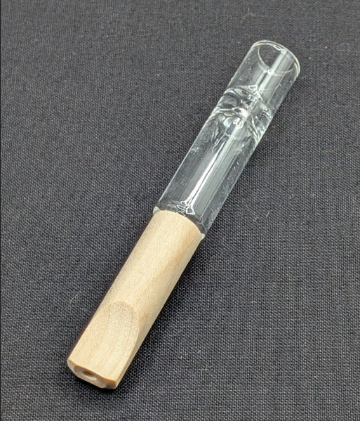 2 Pack: 3.5" Glass One Hitter With Wood Mouth Piece