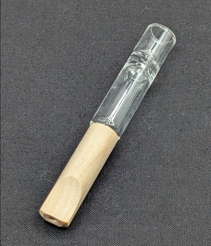 2 Pack: 3.5" Glass One Hitter With Wood Mouth Piece