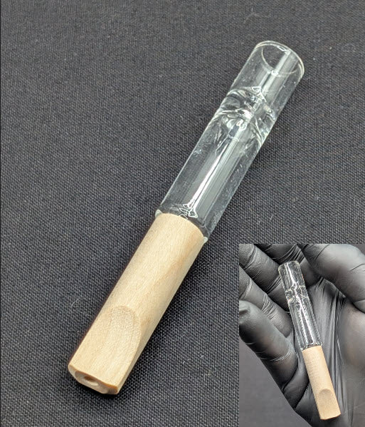2 Pack: 3.5" Glass One Hitter With Wood Mouth Piece