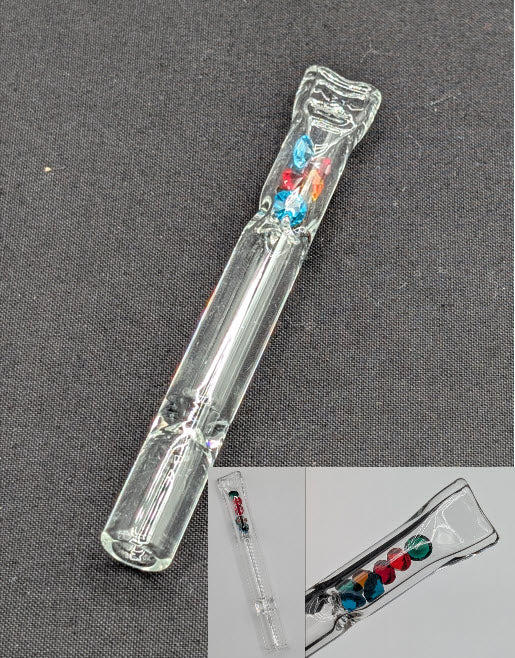 4" Glass One Hitter with Diamond Style Pieces for Smoking  - Pinched Lip