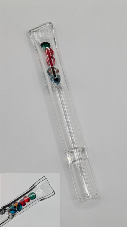 4" Glass One Hitter with Diamond Style Pieces for Smoking  - Pinched Lip