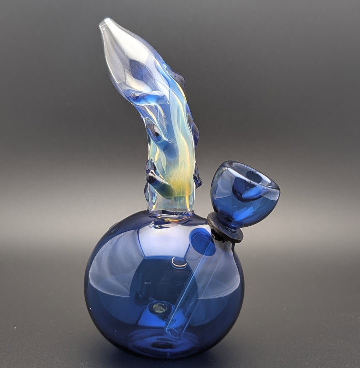 5" Glass Water Pipe Bong Round Blue