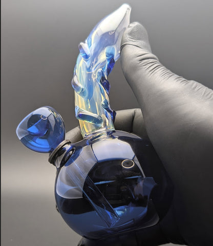 5" Glass Water Pipe Bong Round Blue