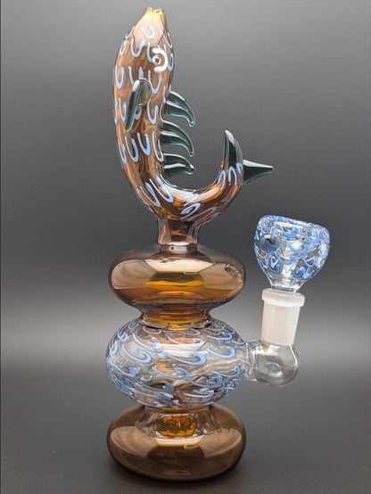 8" Glass Water Pipe Bong Fish AT