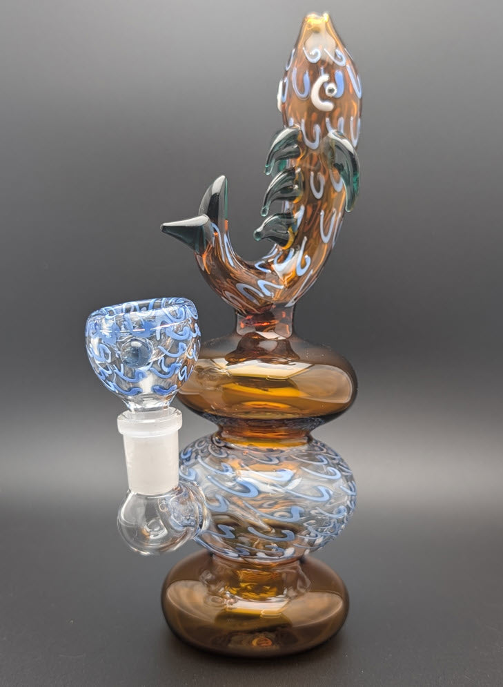 8" Glass Water Pipe Bong Fish AT