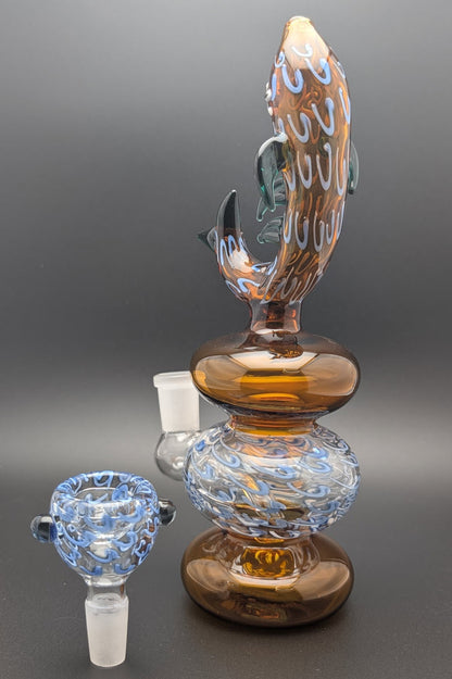 8" Glass Water Pipe Bong Fish AT