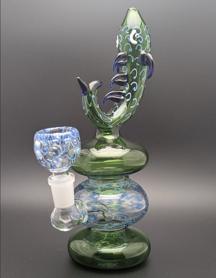 8" Glass Water Pipe Bong Fish GB