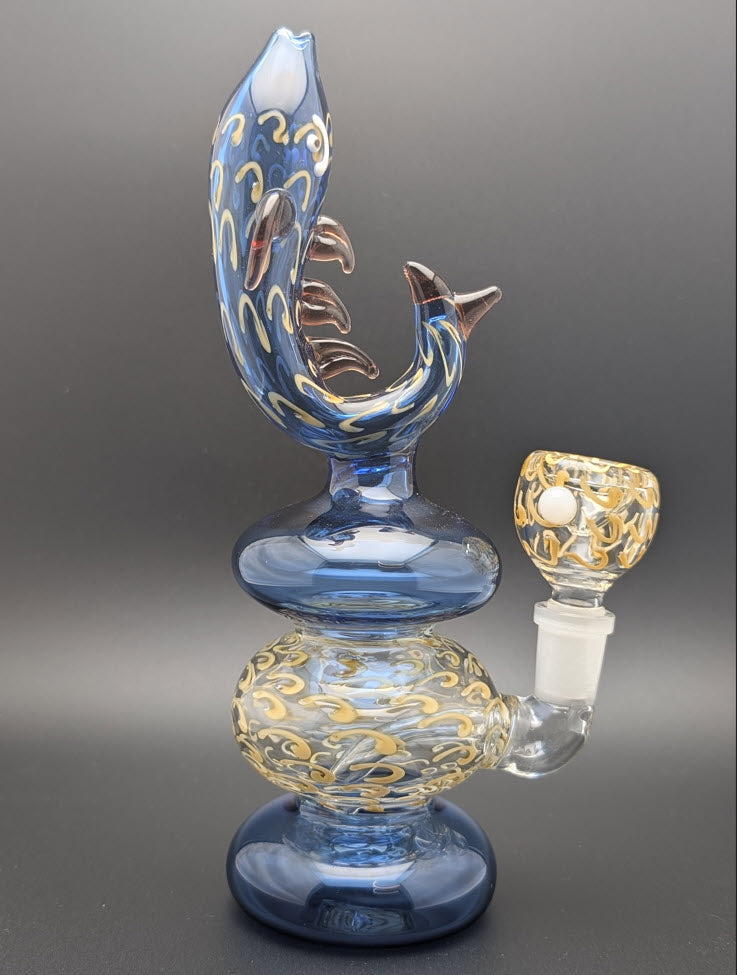 8" Glass Water Pipe Bong Fish BA