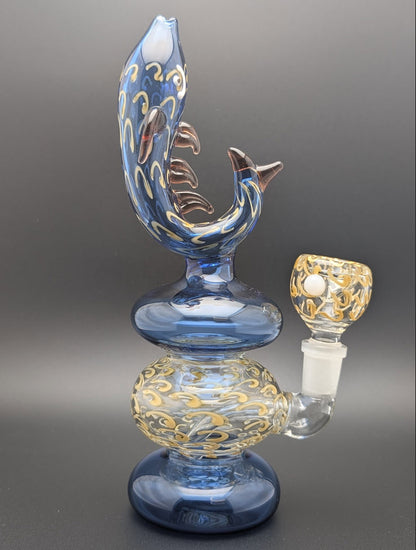 8" Glass Water Pipe Bong Fish BA