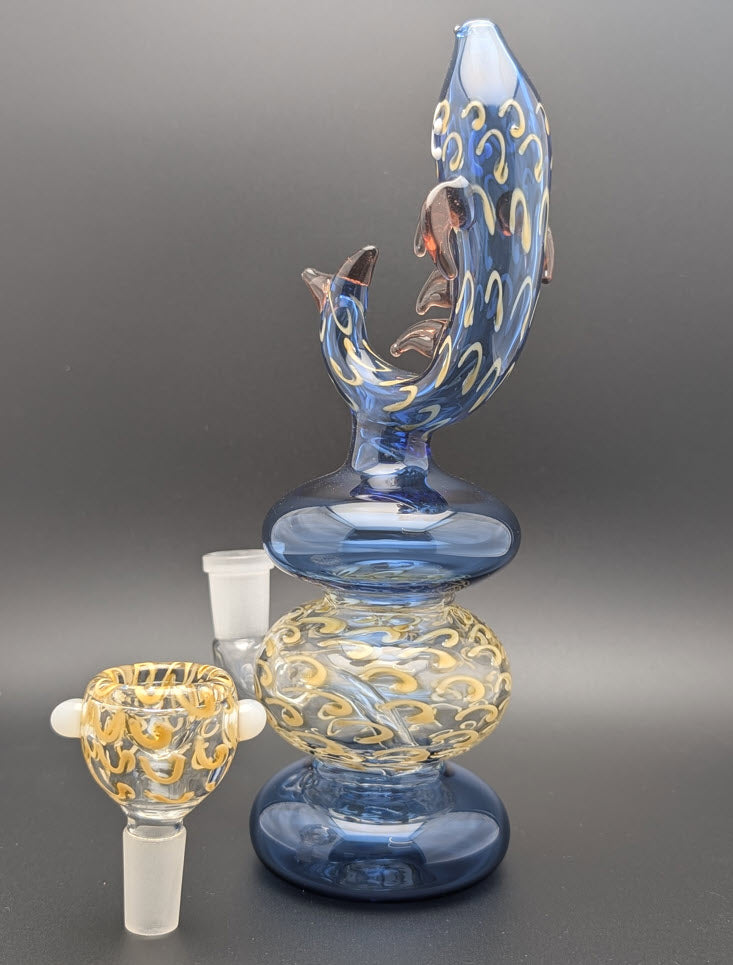 8" Glass Water Pipe Bong Fish BA