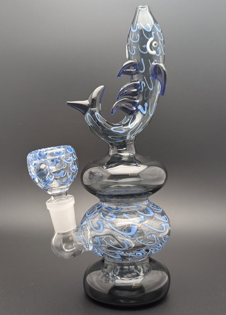 8" Glass Water Pipe Bong Fish BKB