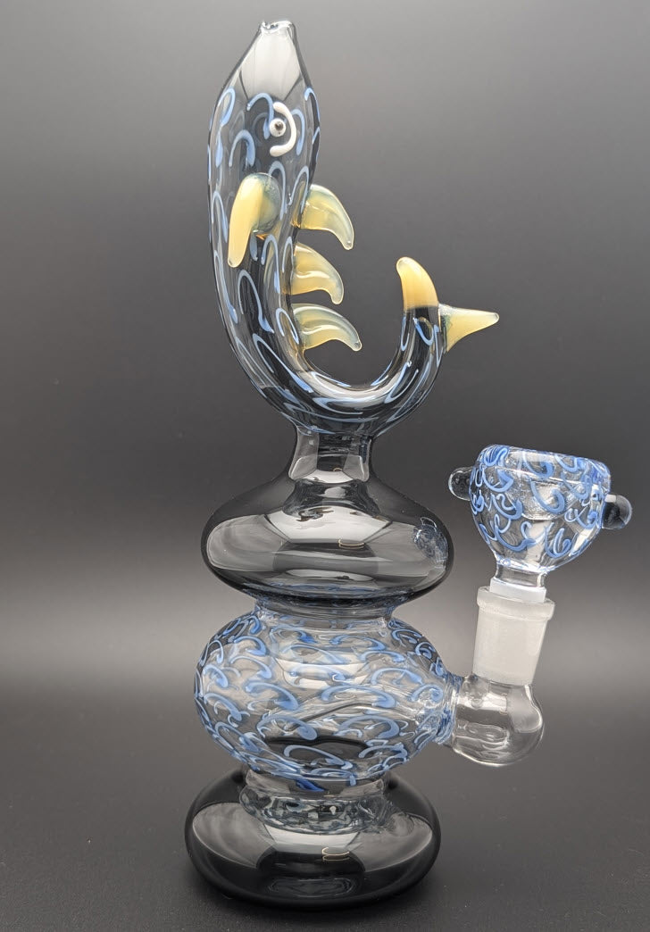 8" Glass Water Pipe Bong Fish BKY
