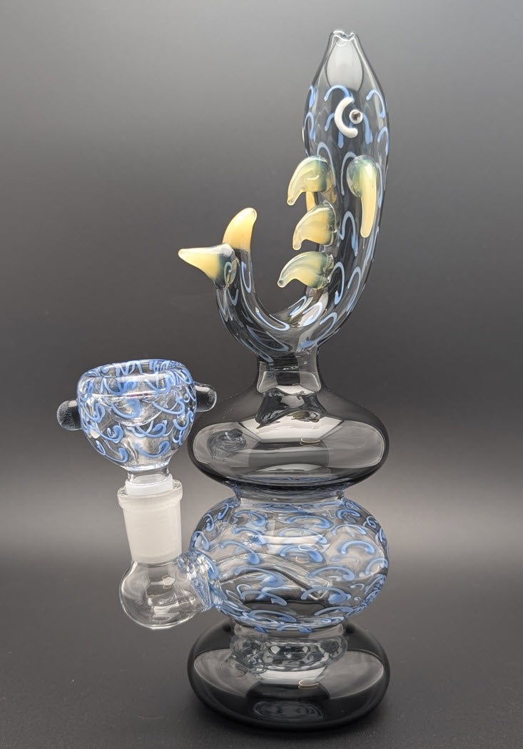 8" Glass Water Pipe Bong Fish BKY