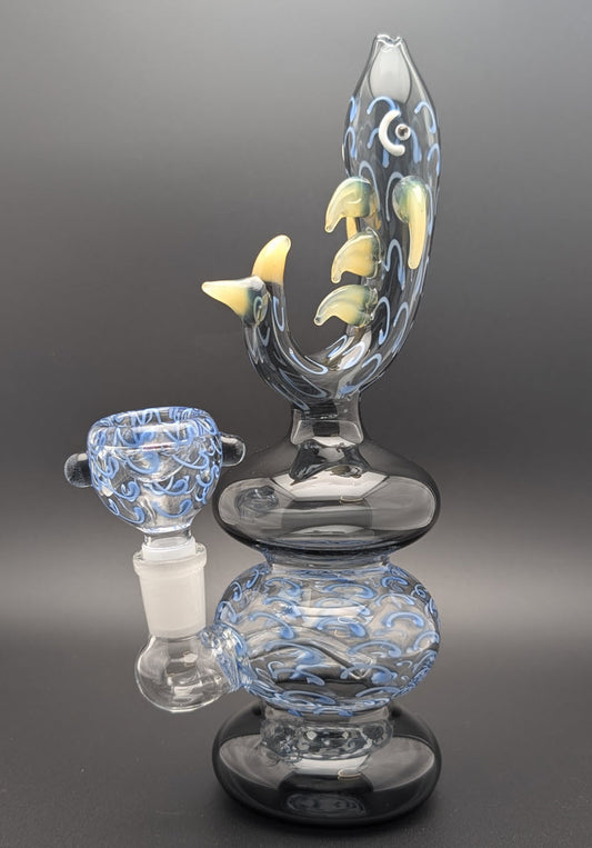 8" Glass Water Pipe Bong Fish BKY