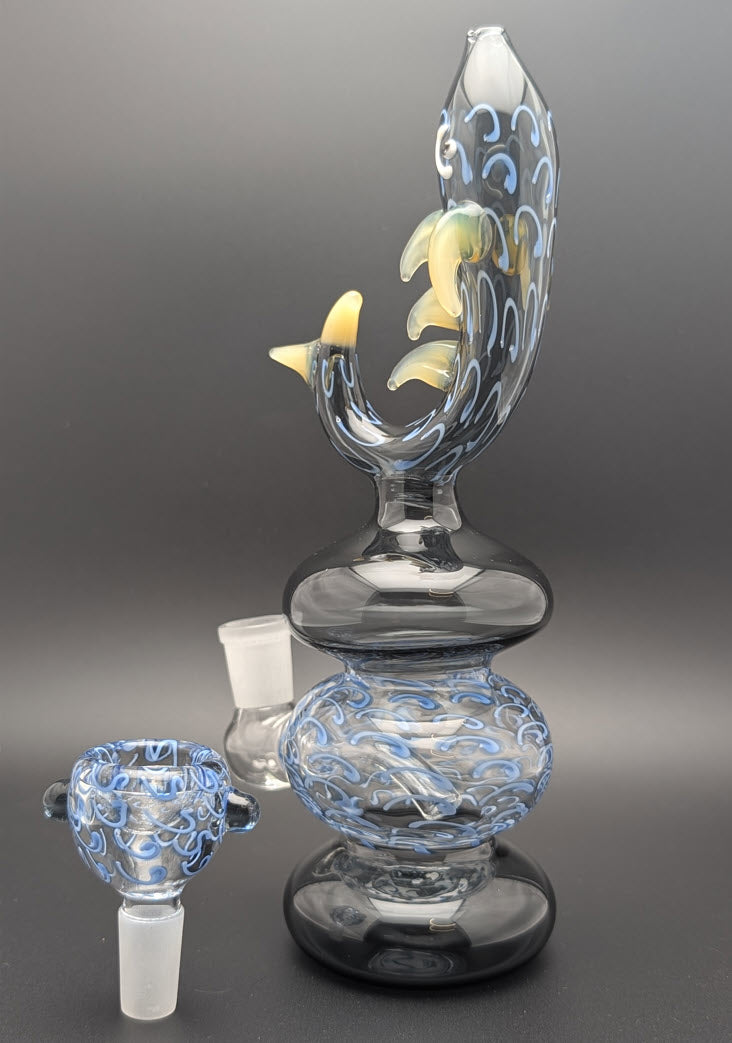 8" Glass Water Pipe Bong Fish BKY