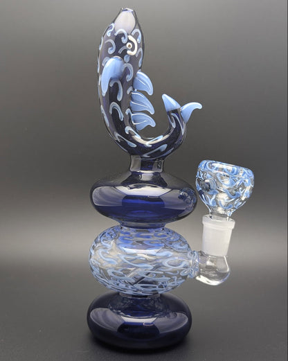 8" Glass Water Pipe Bong Fish BB