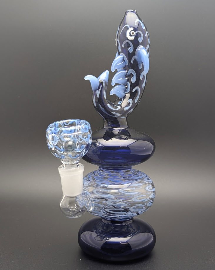 8" Glass Water Pipe Bong Fish BB