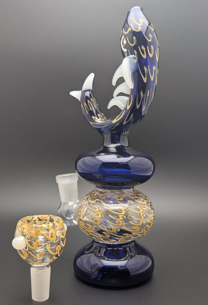8" Glass Water Pipe Bong Fish DBW