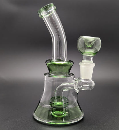 6" Glass Water Pipe Bong Bent Neck Perc Green