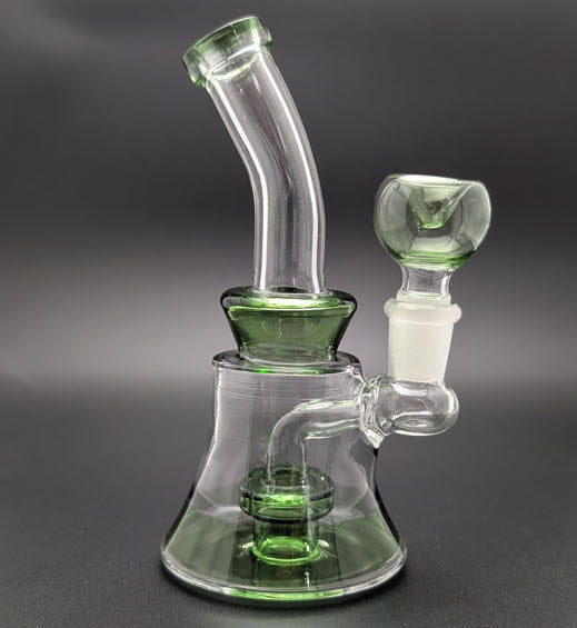 6" Glass Water Pipe Bong Bent Neck Perc Green