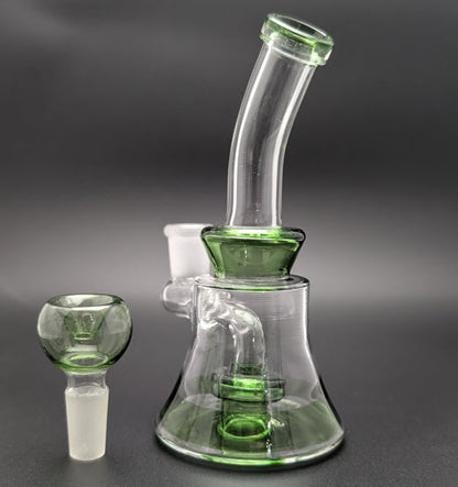 6" Glass Water Pipe Bong Bent Neck Perc Green