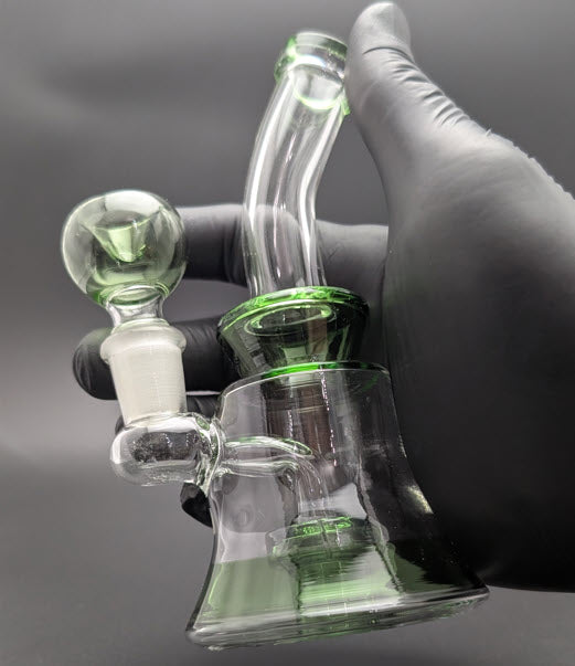 6" Glass Water Pipe Bong Bent Neck Perc Green