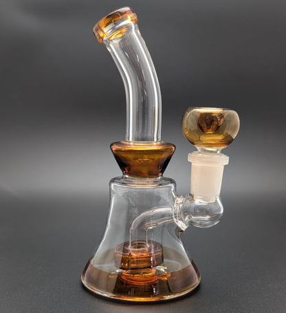 6" Glass Water Pipe Bong Bent Neck Perc Amber