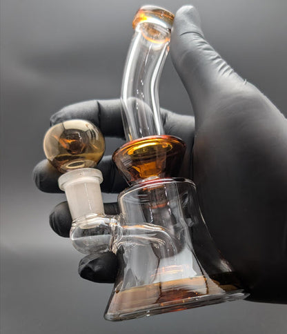 6" Glass Water Pipe Bong Bent Neck Perc Amber