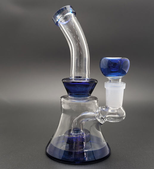 6" Glass Water Pipe Bong Bent Neck Perc Blue