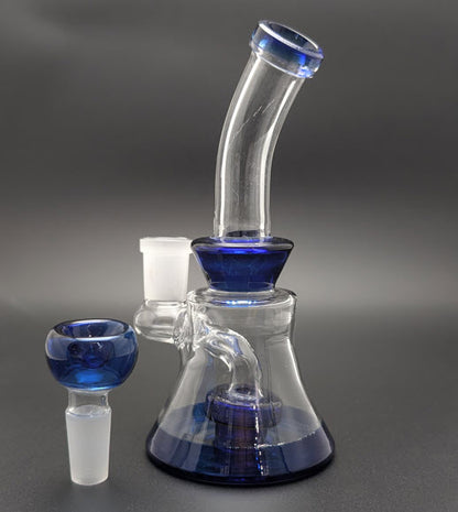 6" Glass Water Pipe Bong Bent Neck Perc Blue