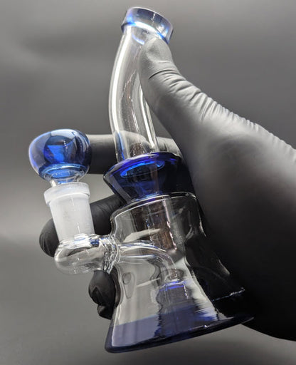 6" Glass Water Pipe Bong Bent Neck Perc Blue