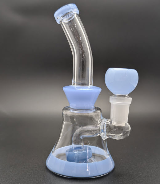 6" Glass Water Pipe Bong Bent Neck Perc Light Blue