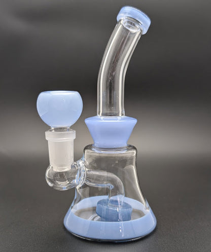 6" Glass Water Pipe Bong Bent Neck Perc Light Blue