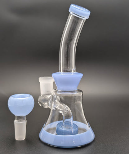 6" Glass Water Pipe Bong Bent Neck Perc Light Blue