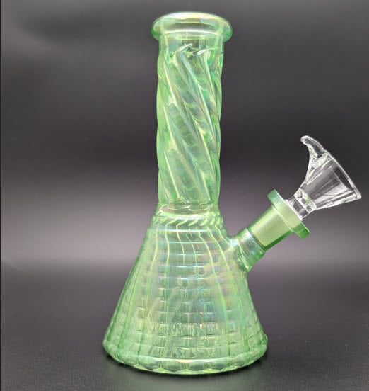 6" Glass Water Pipe Bong Iridescent Green