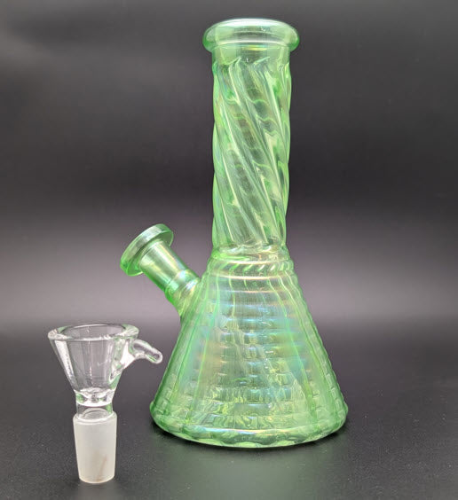 6" Glass Water Pipe Bong Iridescent Green
