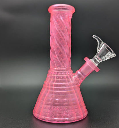 6" Glass Water Pipe Bong Iridescent Pink