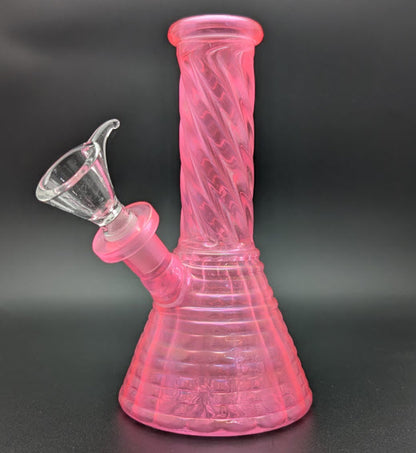 6" Glass Water Pipe Bong Iridescent Pink