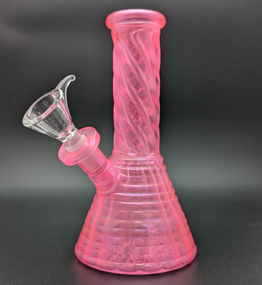 6" Glass Water Pipe Bong Iridescent Pink