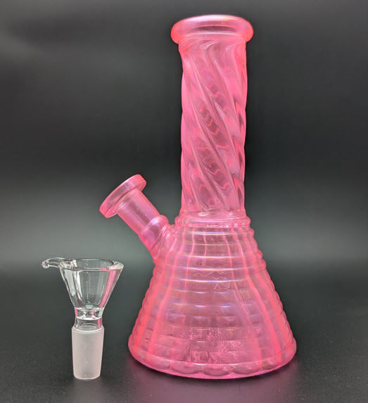 6" Glass Water Pipe Bong Iridescent Pink