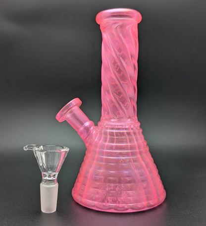 6" Glass Water Pipe Bong Iridescent Pink